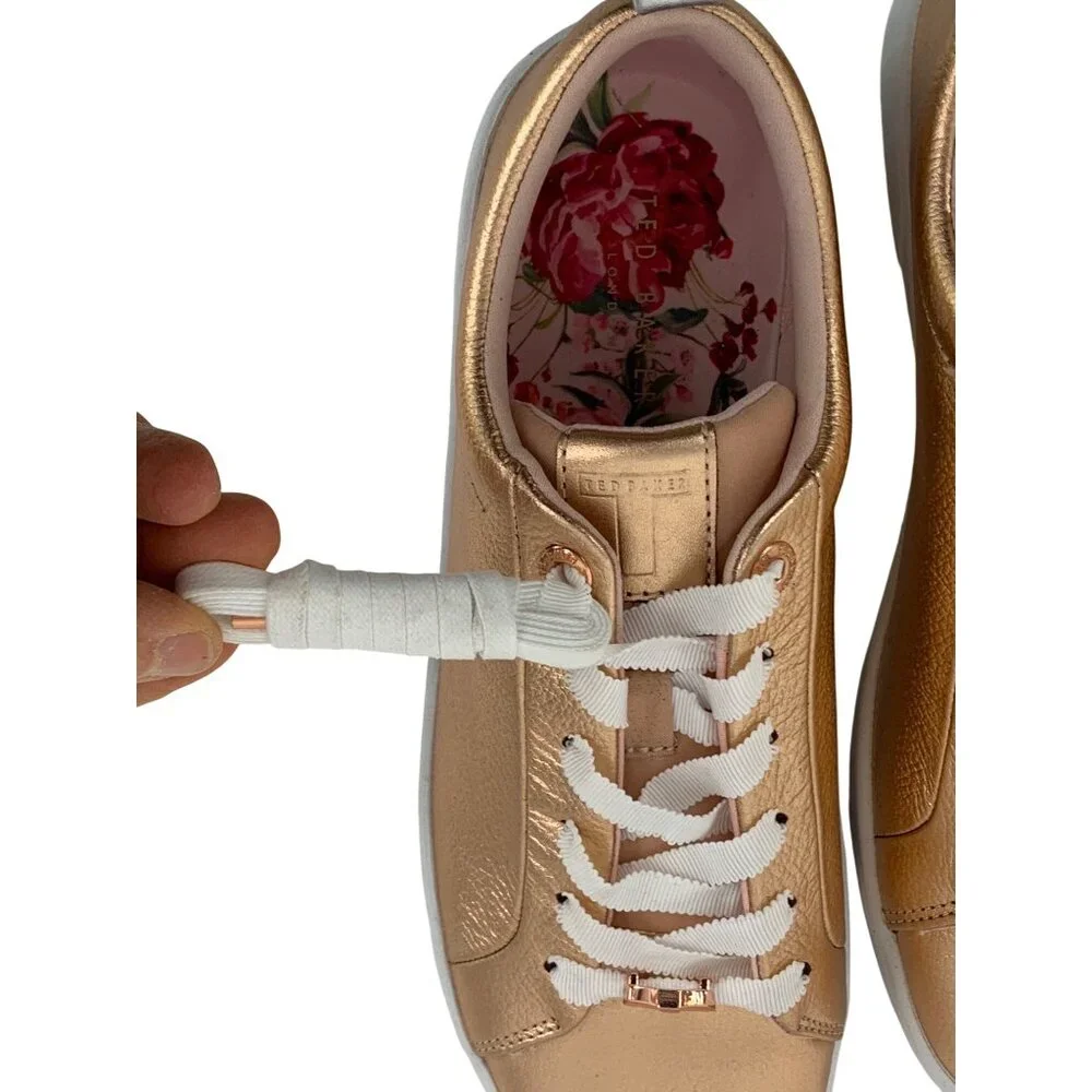 Ted Baker Gielli Rosegold Leather Sneakers Size US 9 NWOB - Picture 8 of 9